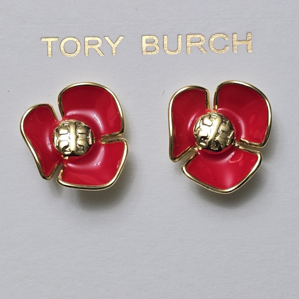 Tory Burch Fleur Flower Stud Earrings
